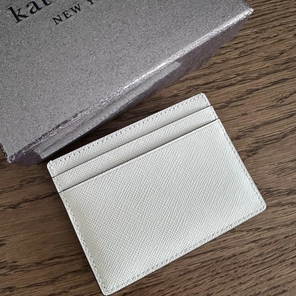 NWT！NEW! Kate Spade Madison Boxed Crystal Card Holder Cream Rhinestone shinny